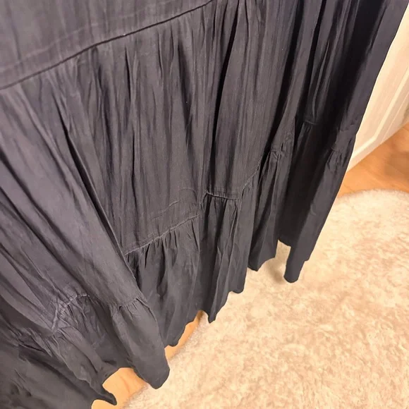 Chico's Navy Tiered Maxi Dress with Roll-Tab Sleeves sea island sz 4 -20/22 - Picture 7 of 8